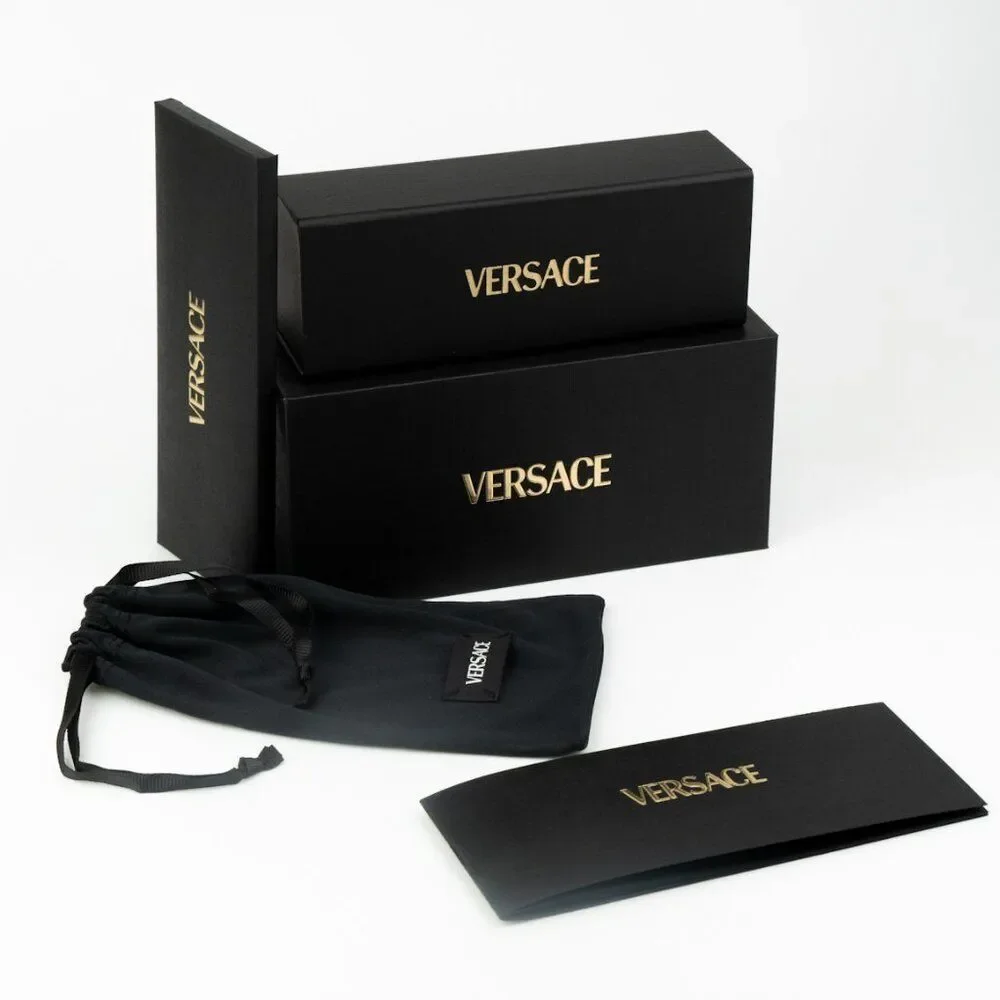 Versace Men Sunglasses Black Dark Grey Rectangle VE4487 GB1/87 NEW AUTHENTIC